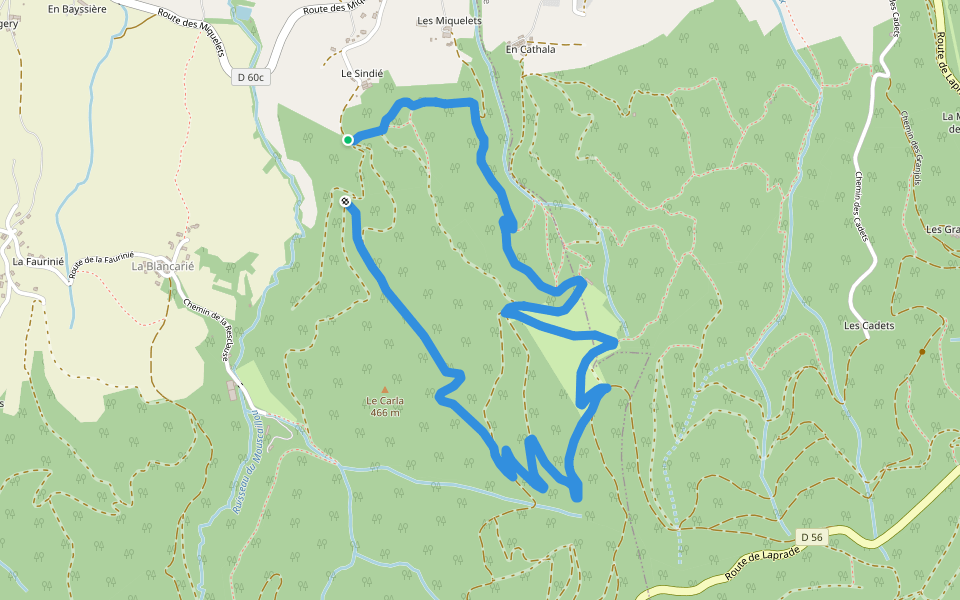 PR walking route map in Escoussens