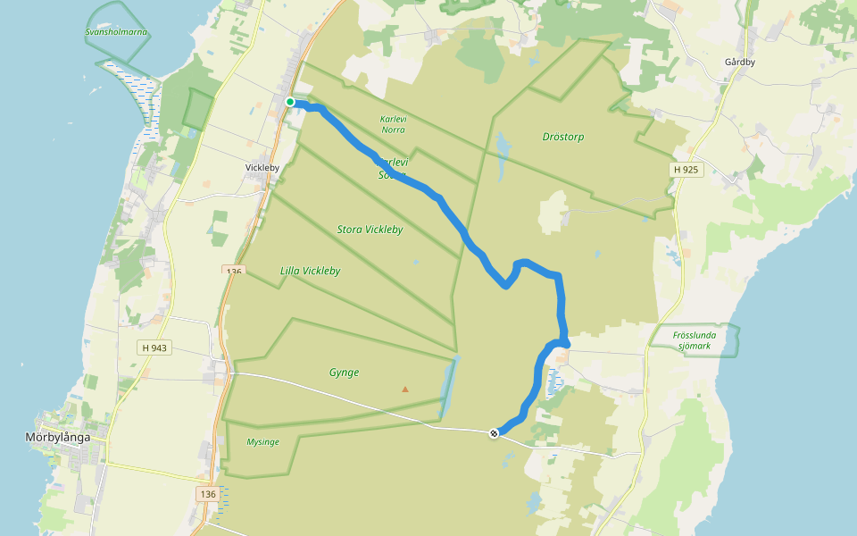 Stora Alvarleden walking route map in Karlevi
