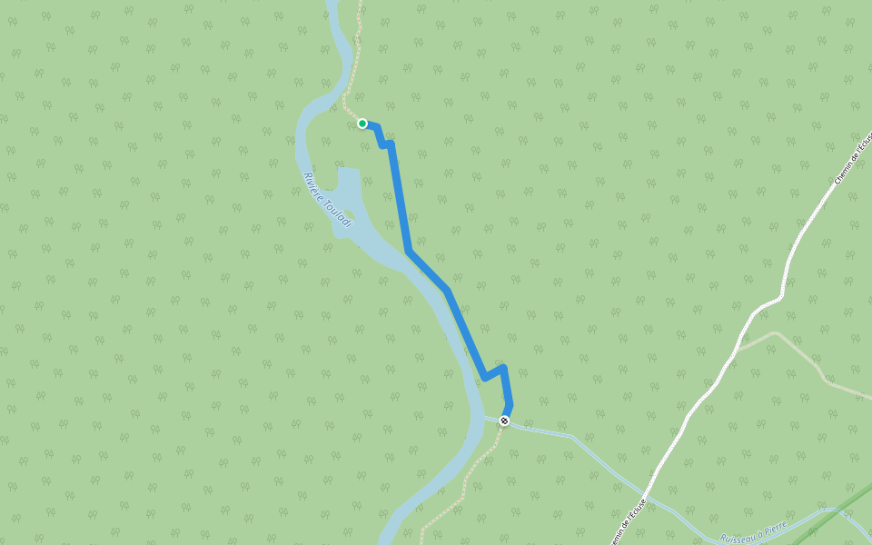Sentier de la Rivière-des-Mémoires walking route map in Saint-Juste-du-Lac