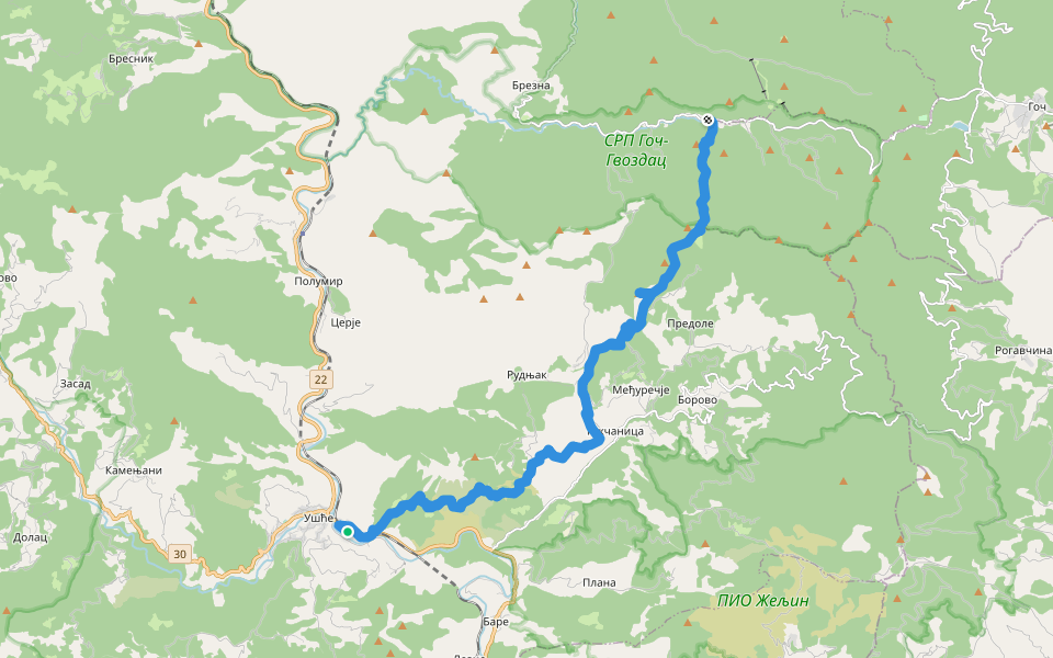 Жарачка трансверзала walking route map in Церје