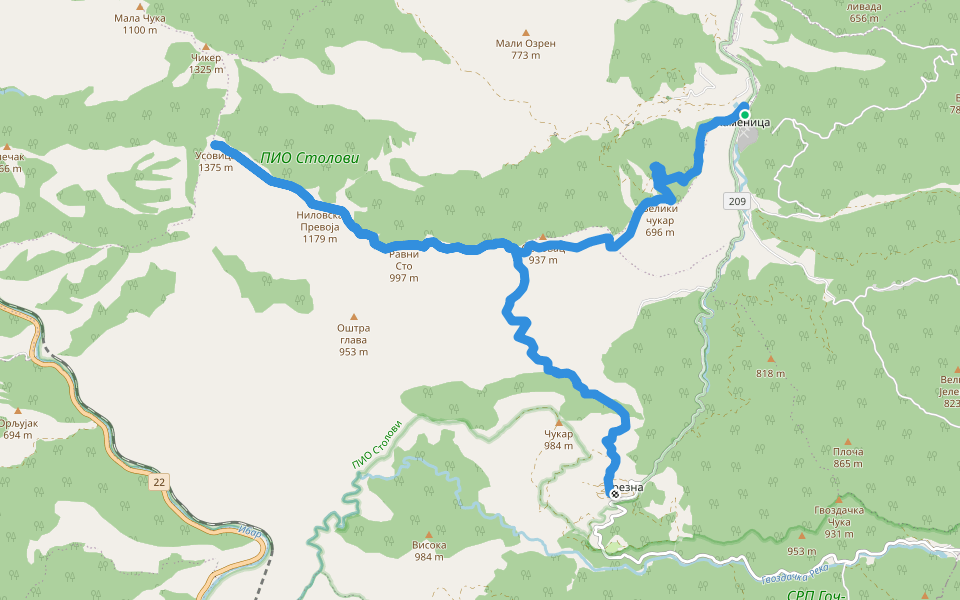 Нарцису у походе walking route map in Каменица