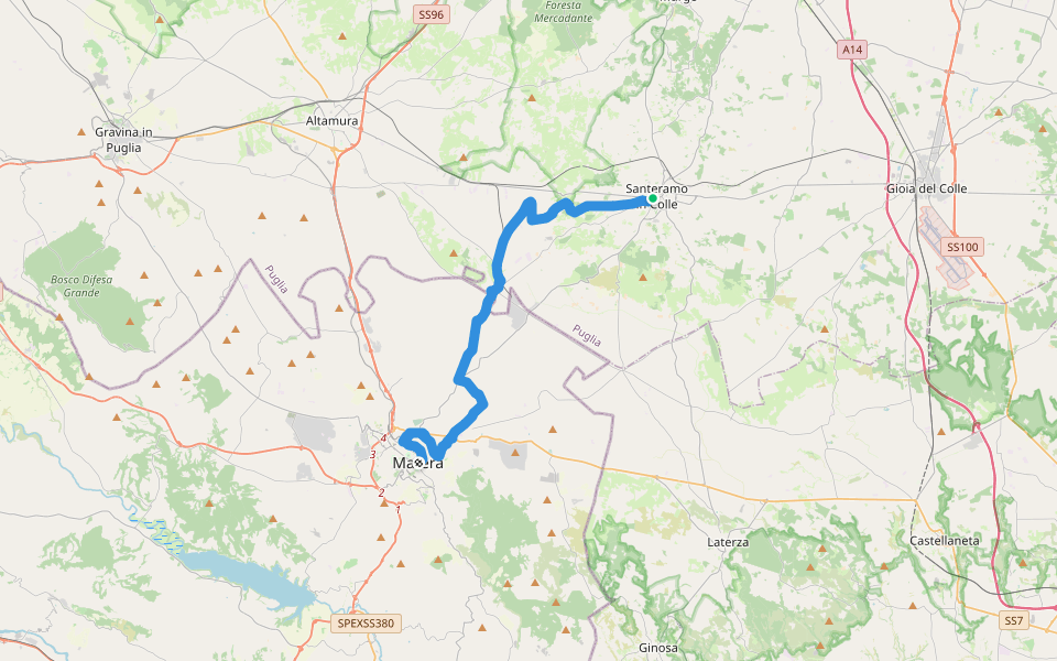 Sentiero Italia - Tappa R06B walking route map in Santeramo In Colle