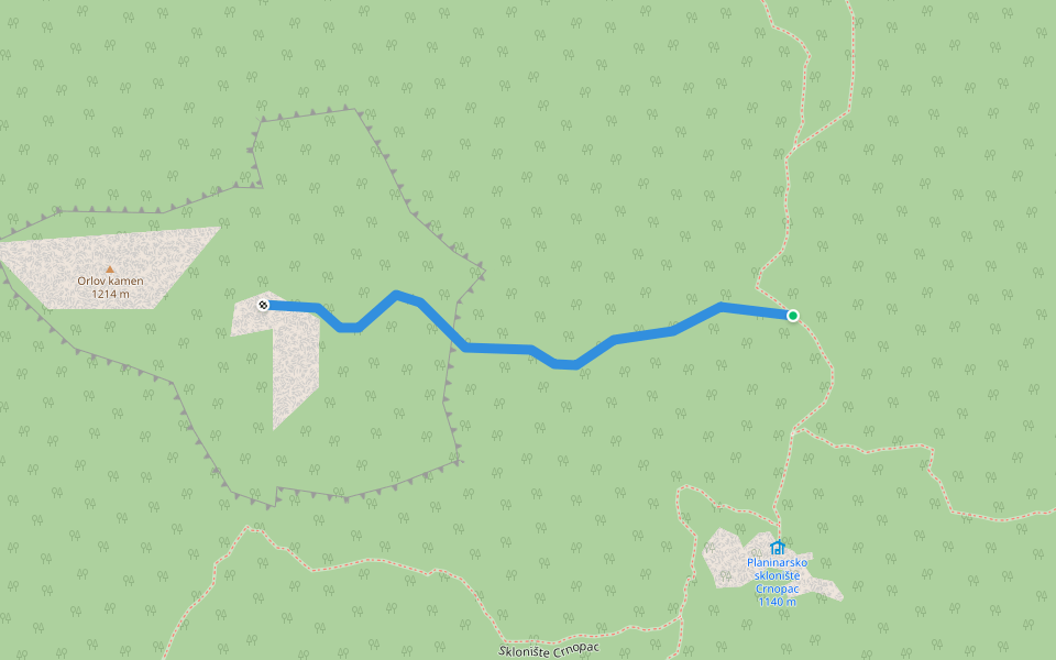 Orlov kamen walking route map in Gračac