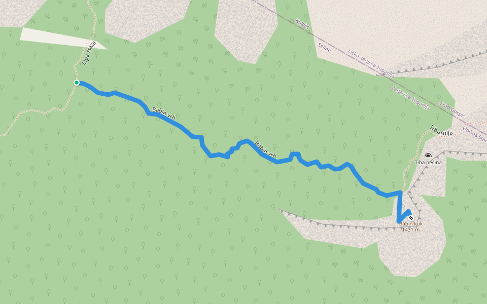 Babin vrh walking route map in Starigrad
