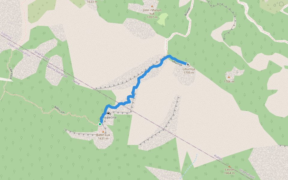 Liburnija walking route map in Seline