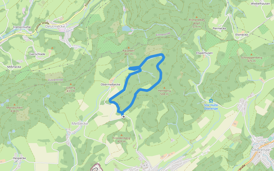 Elspe Rundweg A14 walking route map in Lennestadt