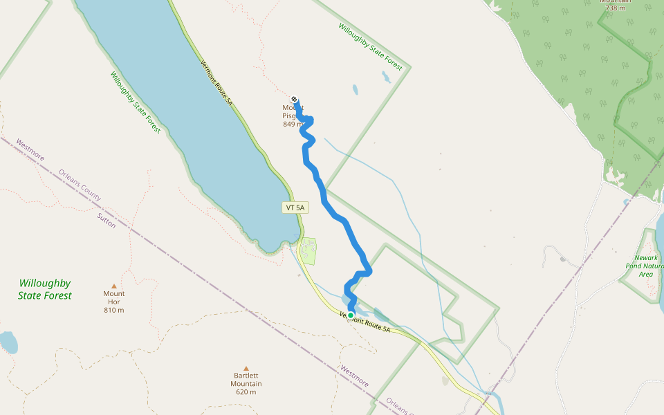 South Trail walking route map in Brownington