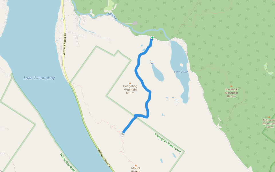 Long Pond Trail walking route map in Westmore
