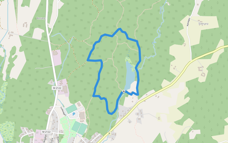 Gul slinga Trollabackarna walking route map in Svenarp