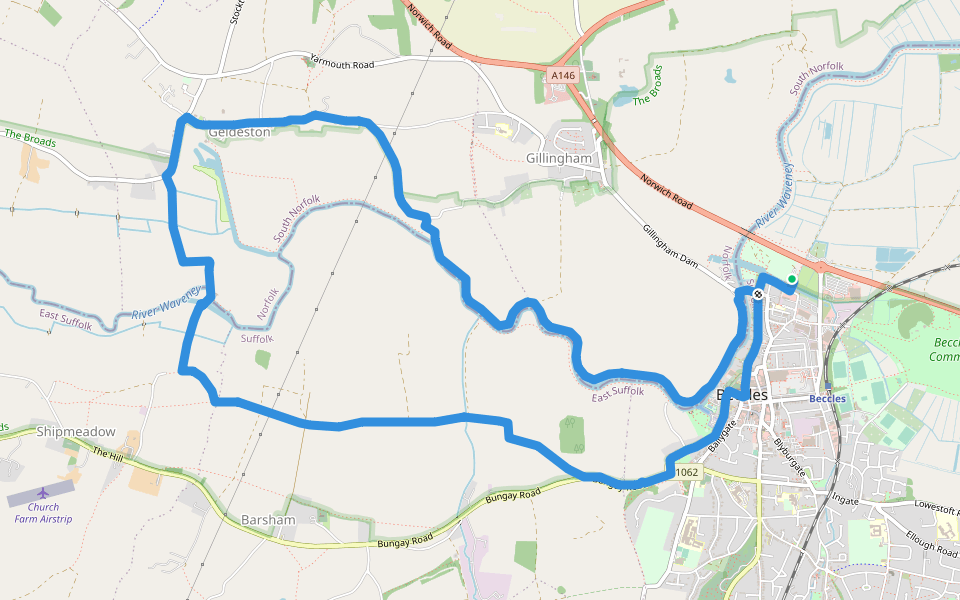Beccles And Geldeston Circular Walk In England Walking Map