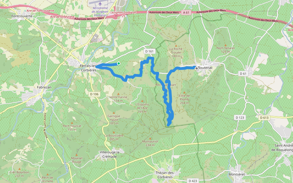 le sentier vigneron des Corbières walking route map in Ferrals-les-Corbières