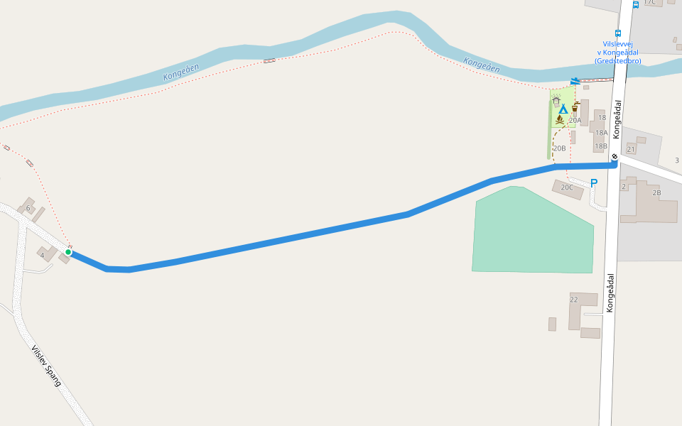 Kongeåstien -Alternativ 1 walking route map in Gredstedbro