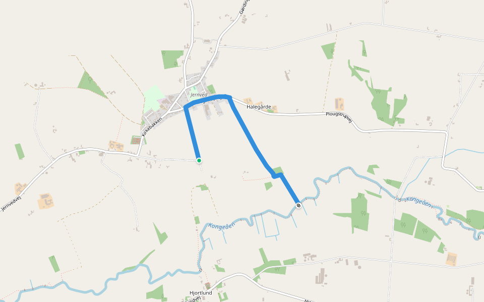 Kongeåstien - Alternativ 2 walking route map in Gredstedbro