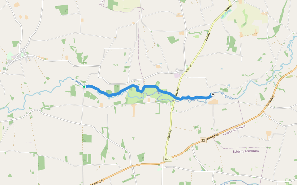 Kongeåstien - Alternativ 3 walking route map in Ribe