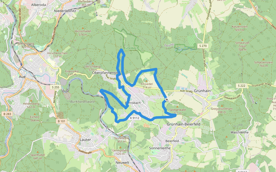 Bärenrundweg walking route map in Lauter-Bernsbach