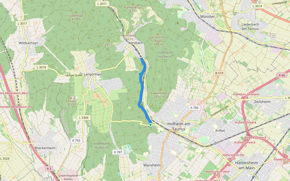 Mensch und Erde walking route map in Hofheim am Taunus