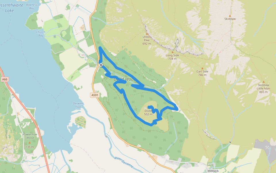 Dodd Summit Trail walking route map in Mirehouse