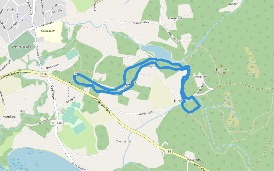 Örby 3,7 km Motionsspår walking route map in Kinna