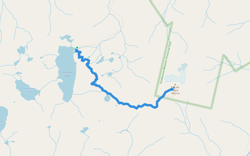 Mt Myra Trail walking route map in Campbell River