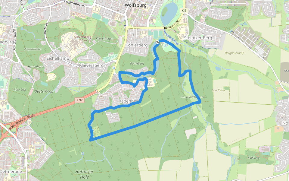 Brunnen- und Quellwanderung Route 1 walking route map in Wolfsburg