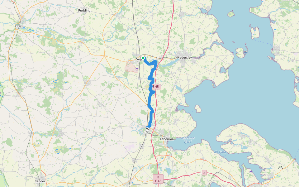 Mellem borg, bro og runesten walking route map in Vojens