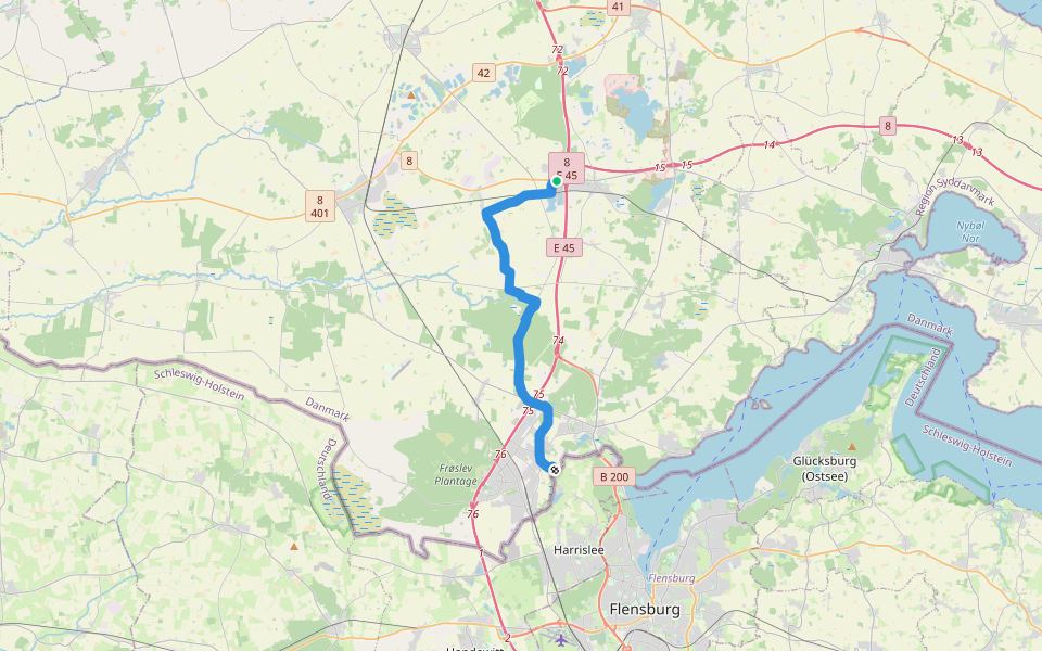 På Oksevejen walking route map in Aabenraa