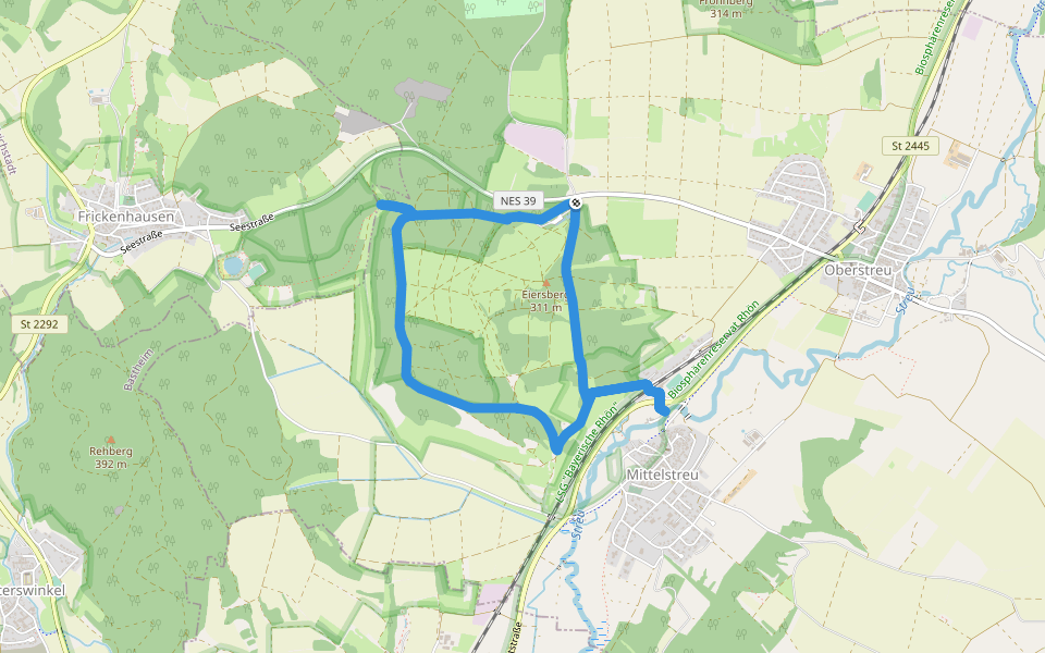 Rhön-Rundweg Mellrichstadt 4 walking route map in Oberstreu