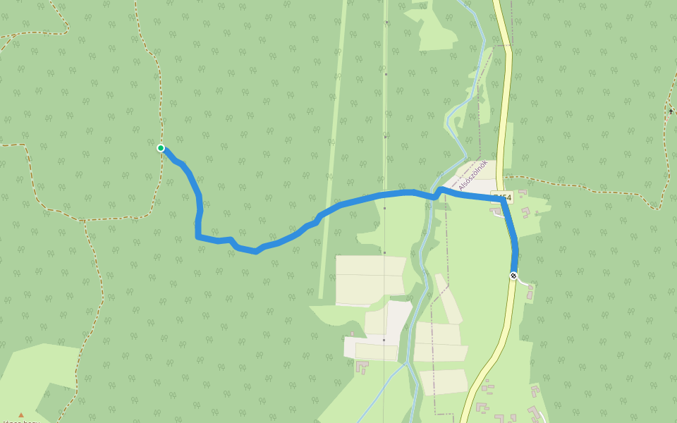 Zöld négyzet (Szabó-hegyi-erdő, Vasfüggöny Túraút – Alsószölnök, felső (autóbusz mh.)) walking route map in Alsószölnök
