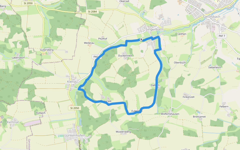 Eulenthal walking route map in Gerolsbach