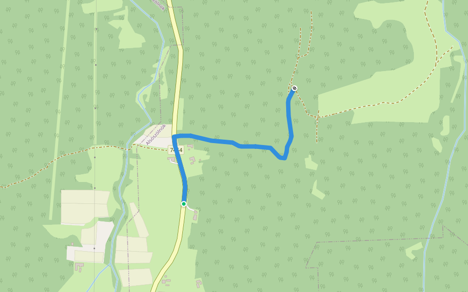Zöld kápolna (Alsószölnök, felső (autóbusz-megállóhely) - Götz-major) walking route map in Alsószölnök