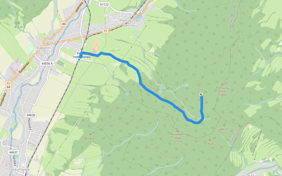 [Ž] Petrov n.D. (u ŹST) - Nad Anenskou studánkou walking route map in Petrov nad Desnou