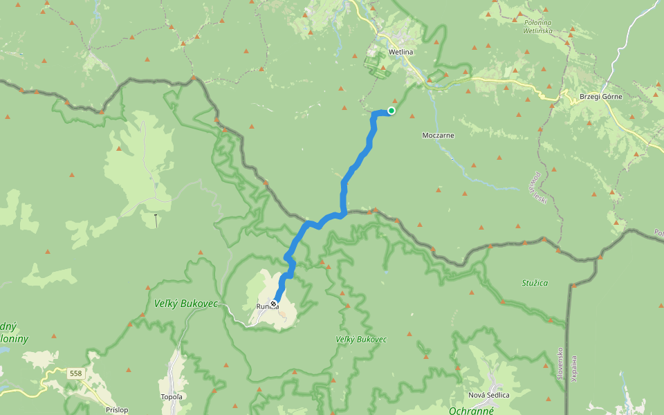 Transgraniczna ścieżka graniczna Wetlina - Rabia Skała - Runina "Nadobnica alpejska" walking route map in Wetlina
