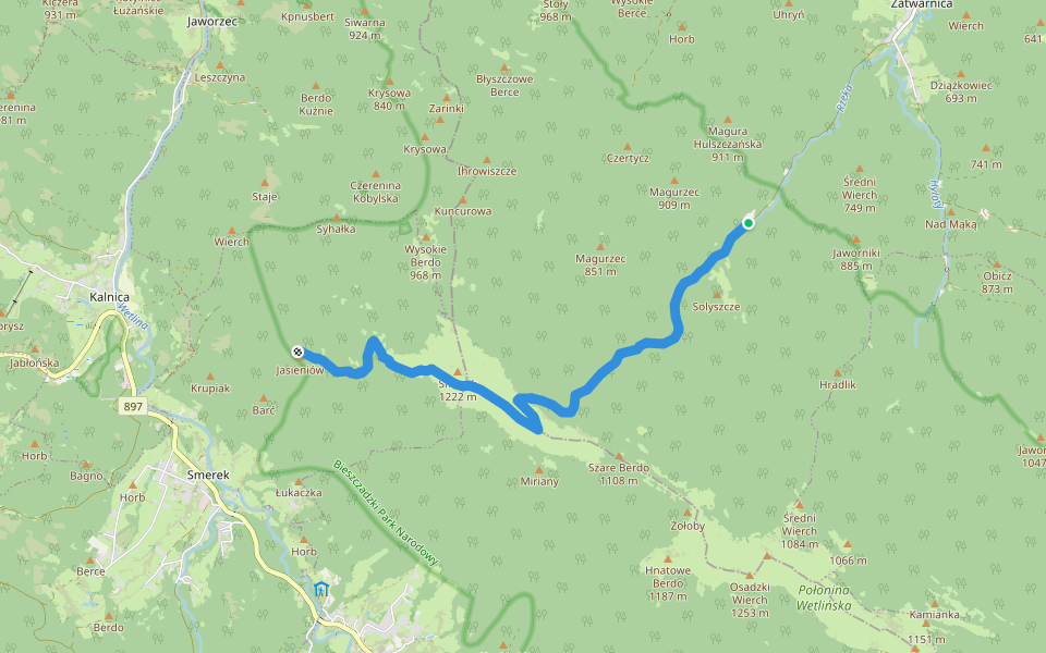 Ścieżka przyrodnicza Suche Rzeki – Smerek "Jodła pospolita" walking route map in Zatwarnica