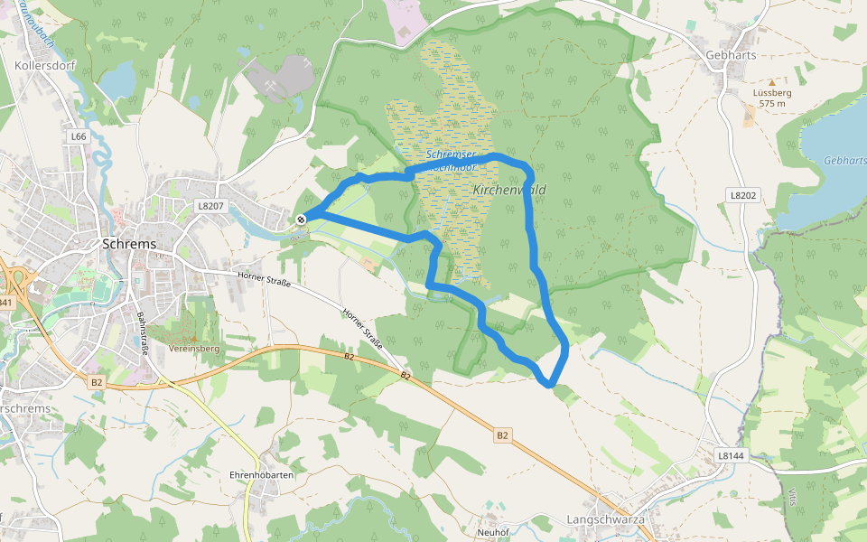 Laufstrecke Naturparkrunde (1) walking route map in Schrems