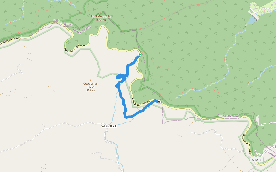 White Rocks Falls Trail walking route map in Vesuvius
