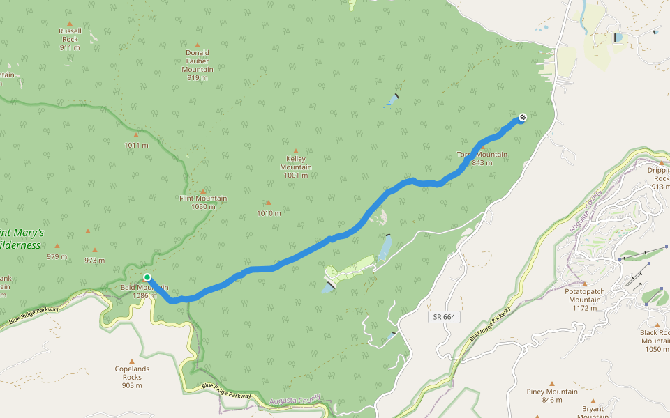 Torry Ridge Trail walking route map in Vesuvius