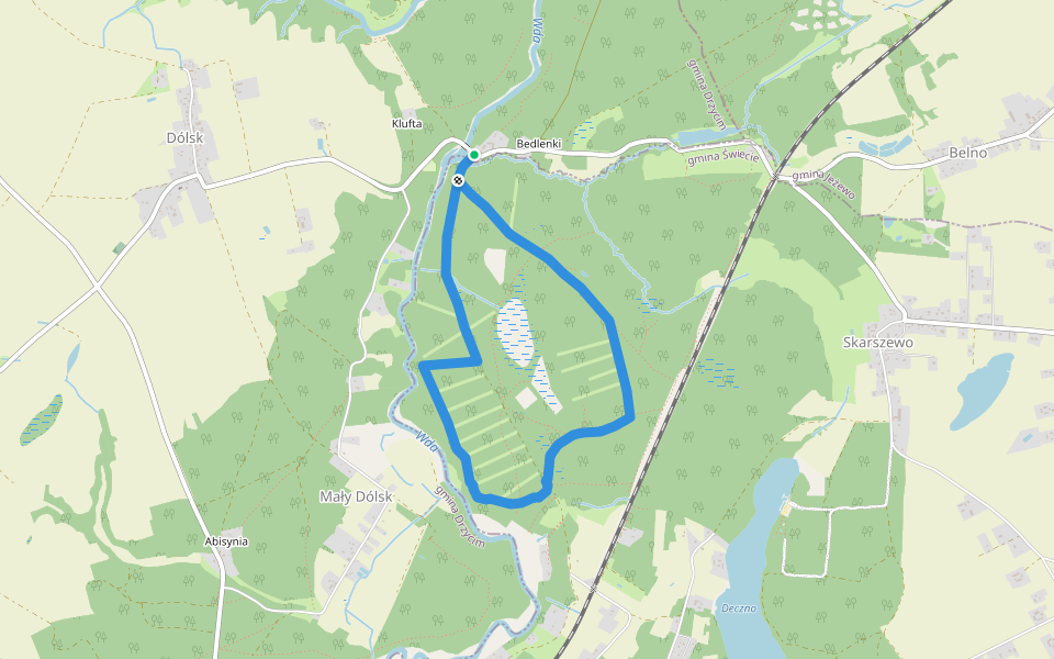 Szlak Dębowy Niebieski walking route map in Bedlenki