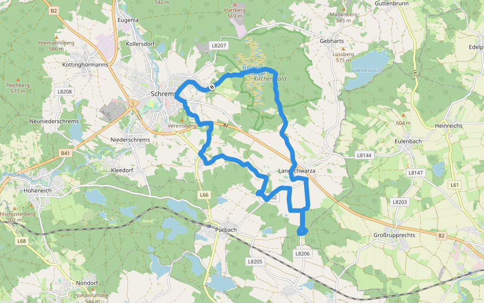Moor und Feld (W3) walking route map in Schrems