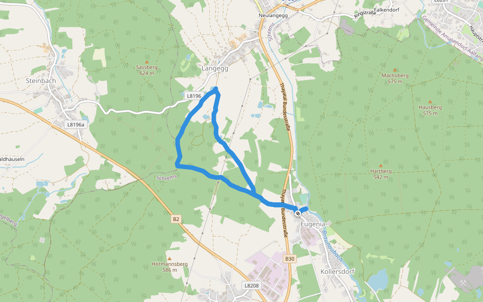 Wald und Tier walking route map in Schrems