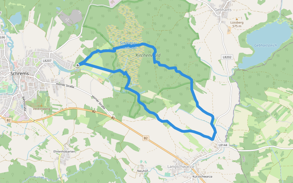 Wasser-Wiese-Wald (W6) walking route map in Schrems