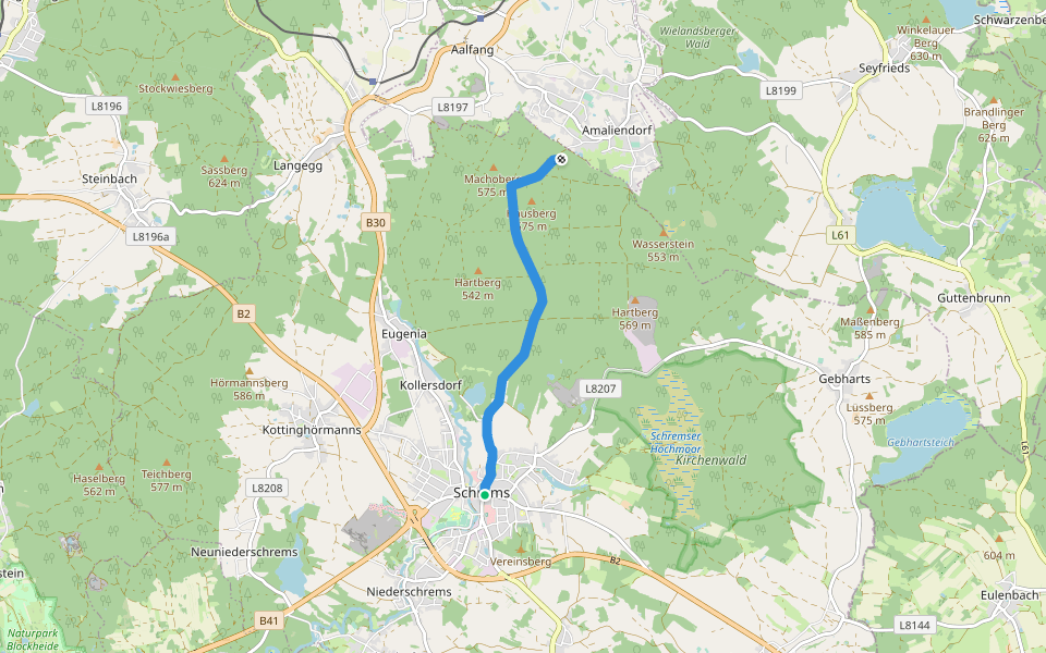 Wackelsteinweg (W11) walking route map in Schrems
