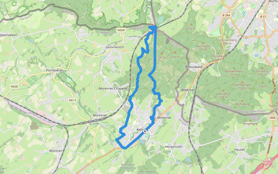 Längs der Grenzsteine um Neutral-Moresnet walking route map in La Calamine