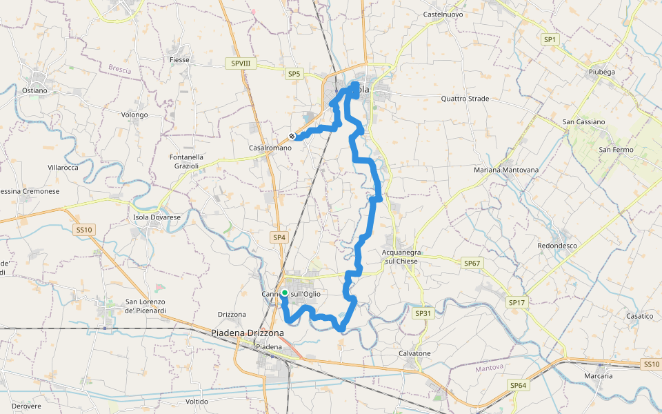 Il Cammino di santa Giulia - T021VA Canneto sull'Oglio-Asola-Cascina Cavalta walking route map in Canneto sull'Oglio