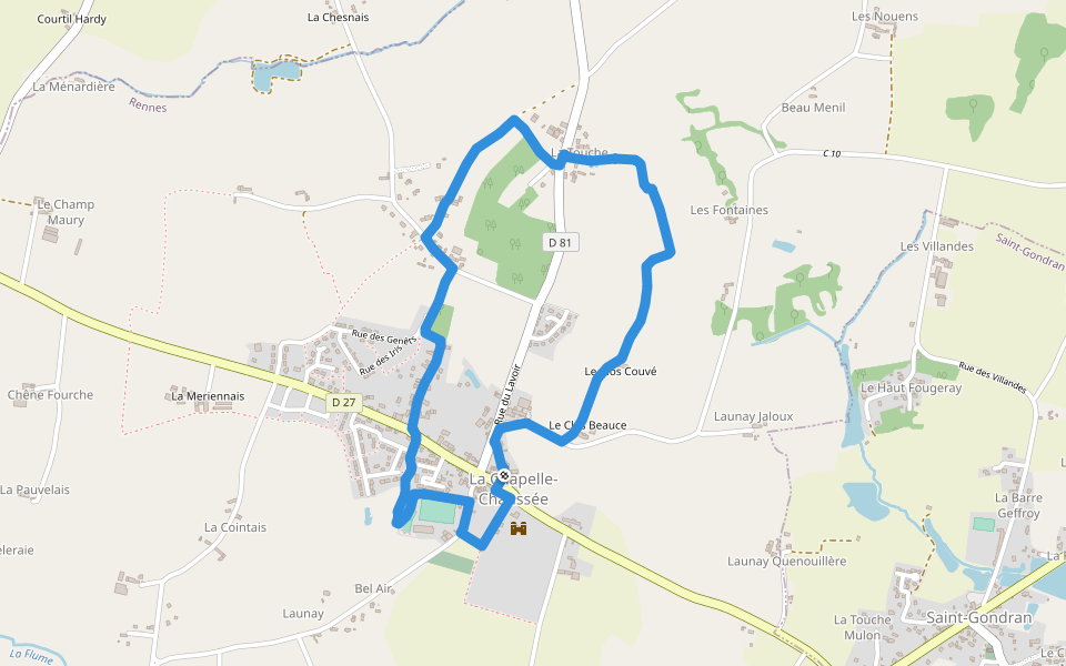 circuit découverte du lin et du chanvre walking route map in La Chapelle-Chaussée