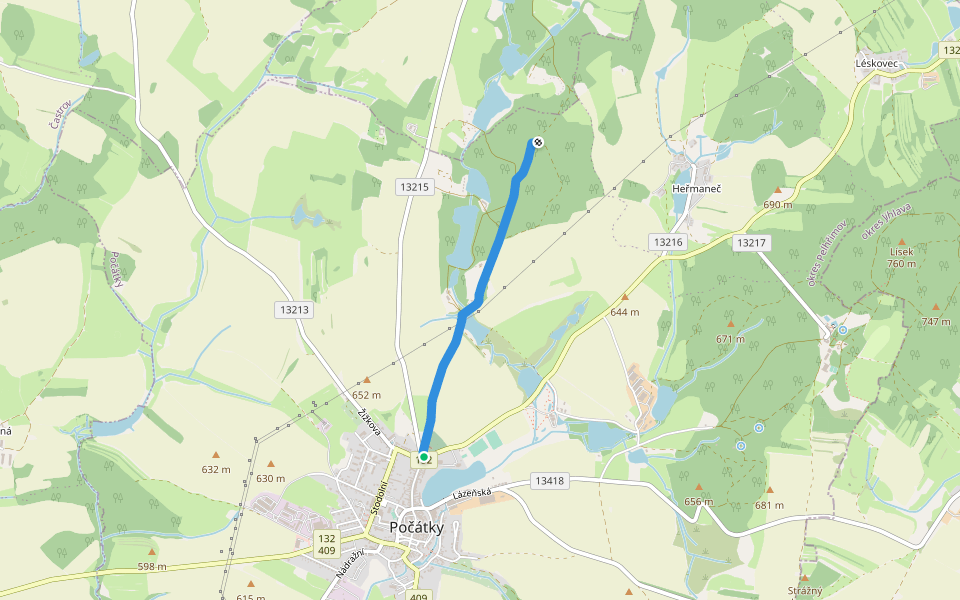 Naučná stezka Cestou starých soukenických mistrů Počáteckých walking route map in Počátky