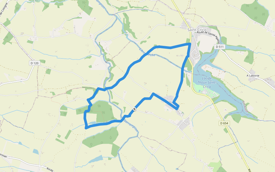 Circuit de la tuilerie walking route map in Thoux
