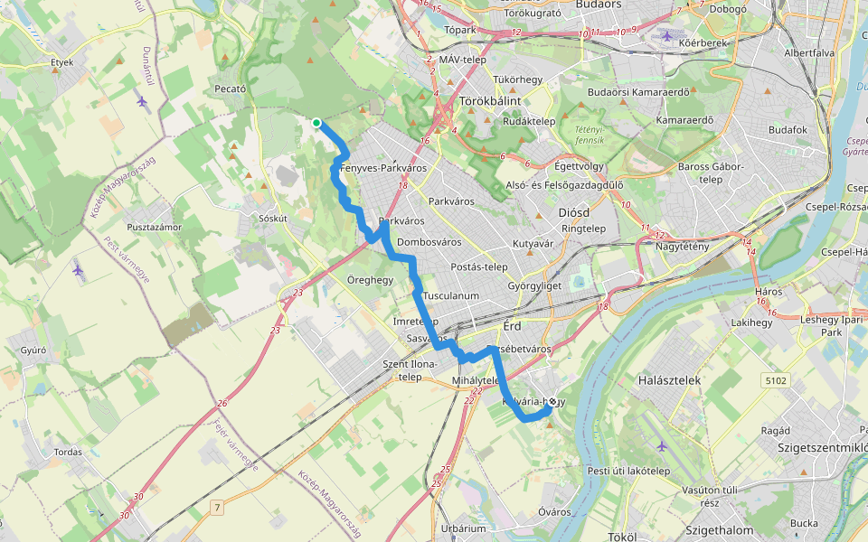 S (Érd) walking route map in Sóskút