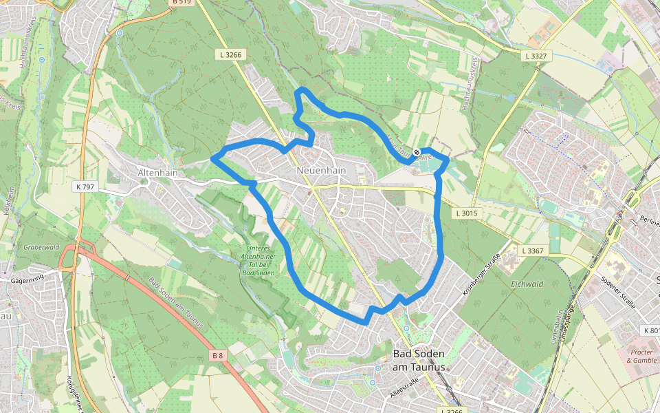 Laufpark Taunus NW Bad Soden blau walking route map in Bad Soden am Taunus