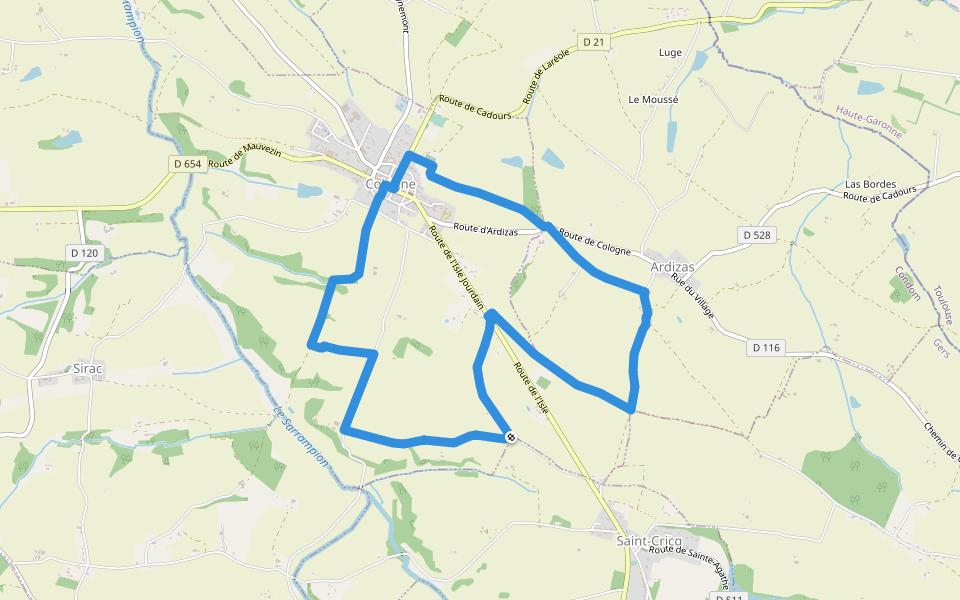 Sentier Jacquetat et Planese walking route map in Cologne