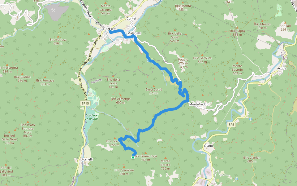 C. Prato - Colla del Bresca- Montefreddo - Pallare walking route map in Fucine-grenni